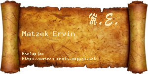 Matzek Ervin névjegykártya