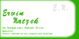 ervin matzek business card